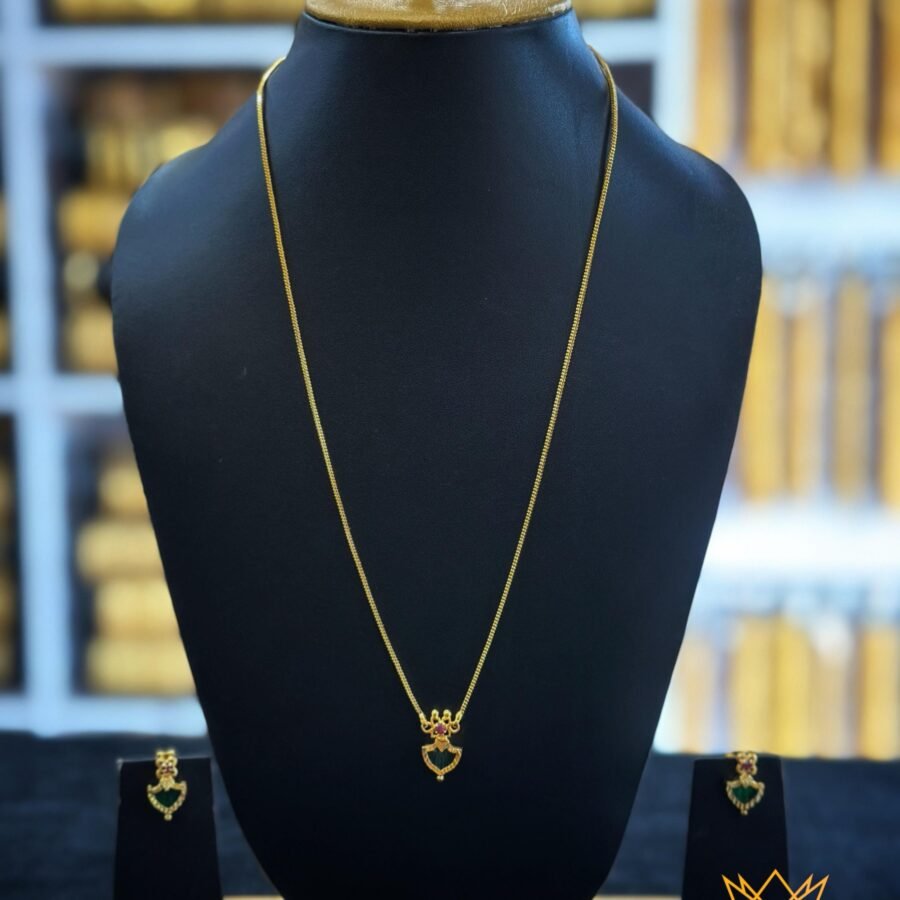 Gold plated simple palakka set with 22inches necklace length