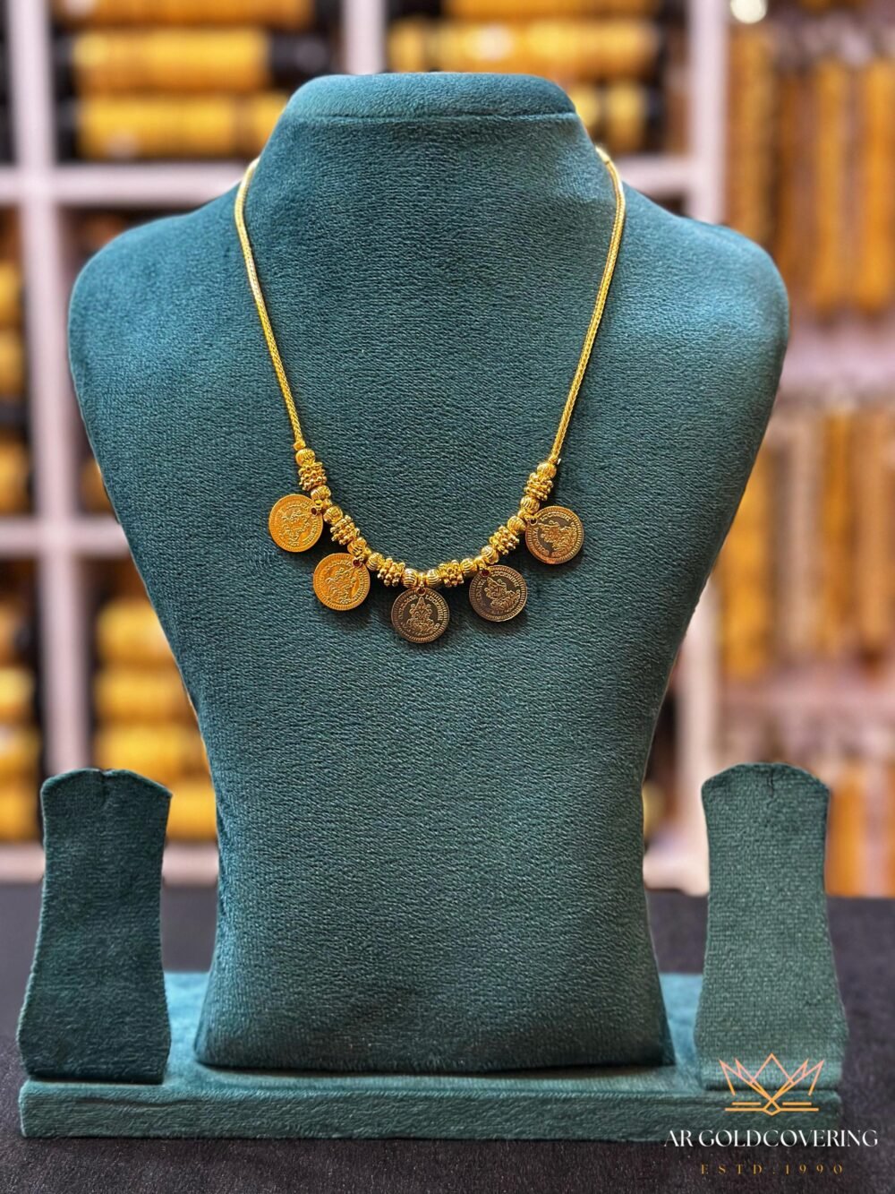 Gold plated 18inches necklace with Lekshmi kassu(0089)
