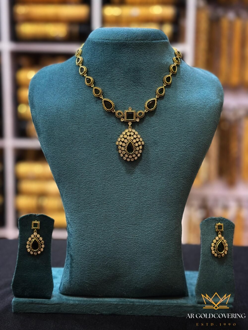 Jyothika inspired antique finish necklace with earrings(0094)