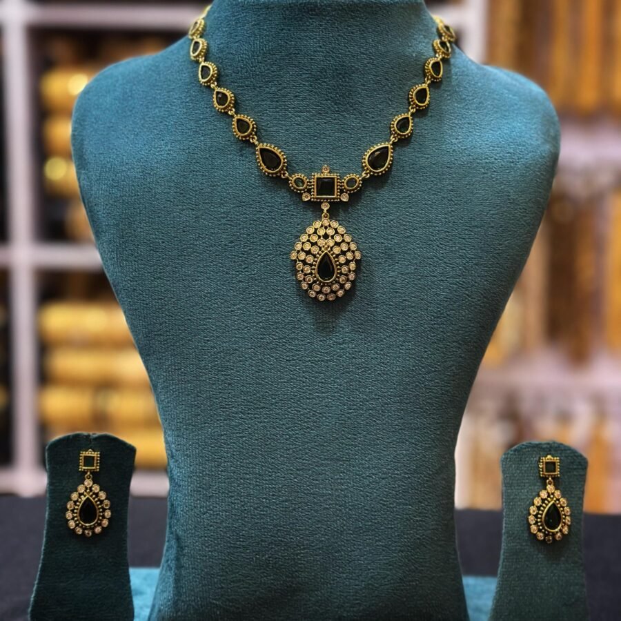 Jyothika inspired antique finish necklace with earrings(0094)