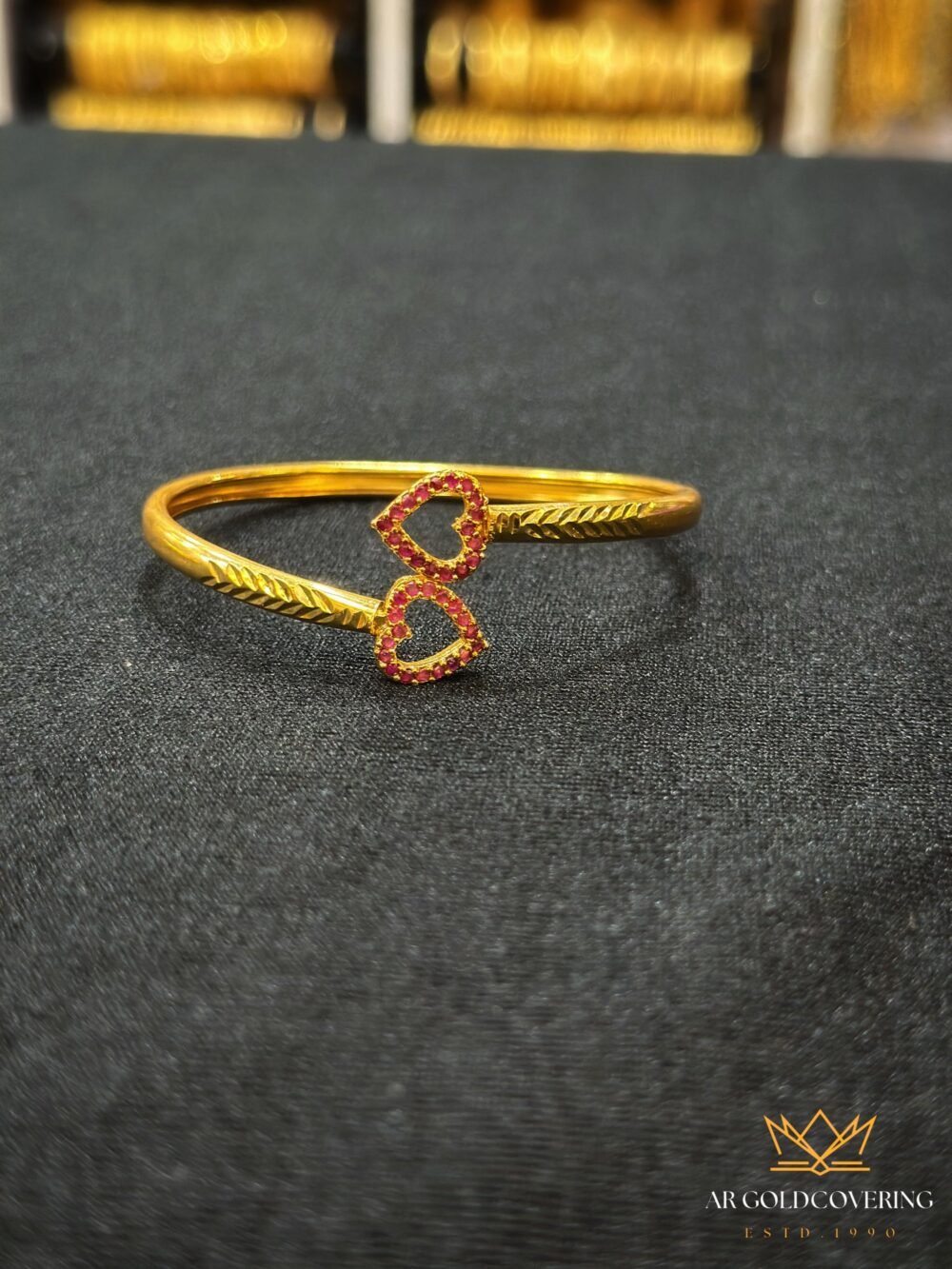 Gold plated adjustable bangles with AD stones(0102)