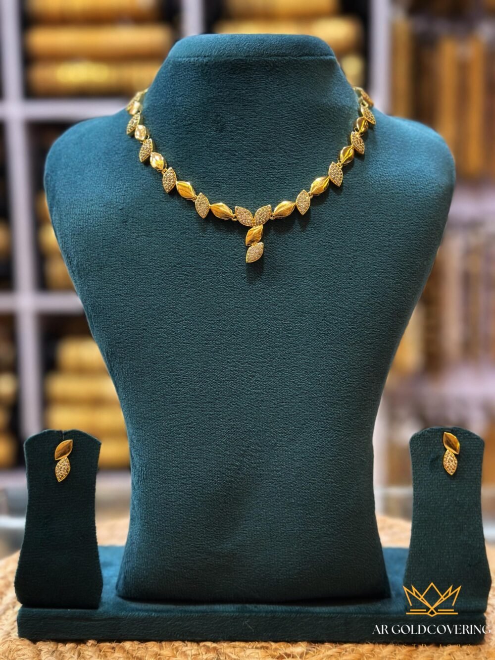 Gold plated AD necklace with earrings (00122)
