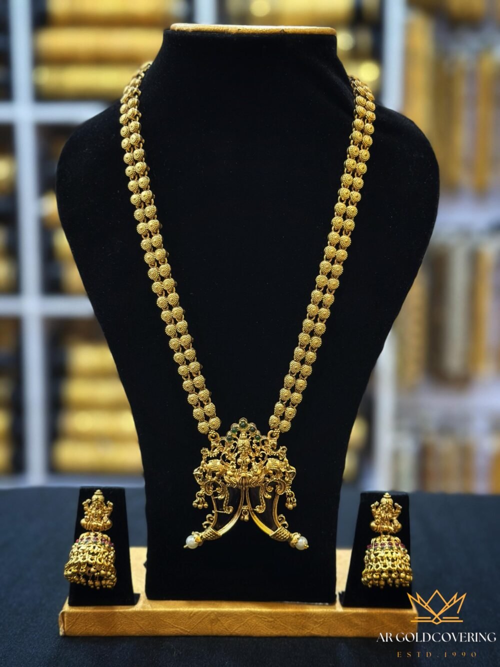 Antique finish Lekshmi long haram set(0014)