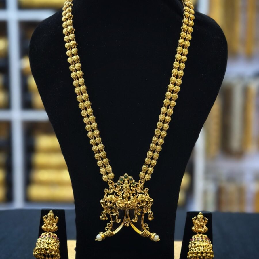 Antique finish Lekshmi long haram set(0014)