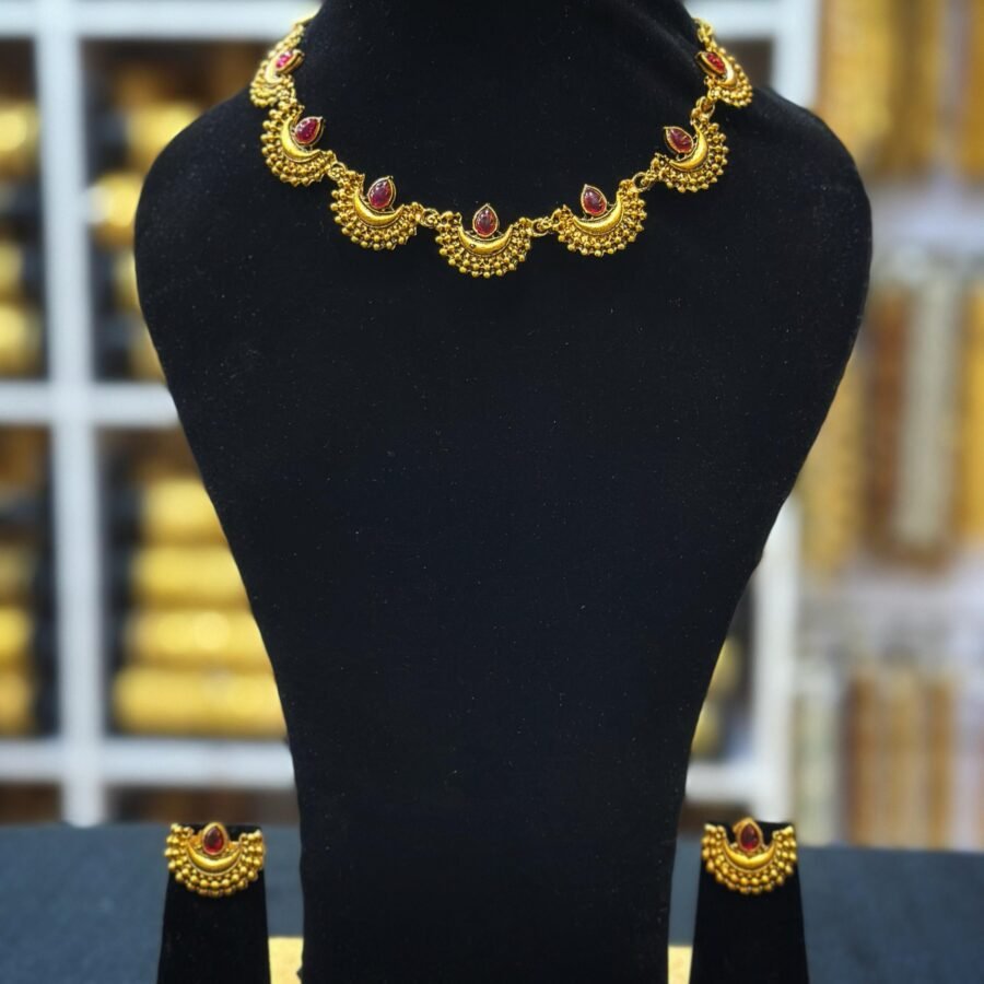 Antique finish short necklace with earrings(0015)
