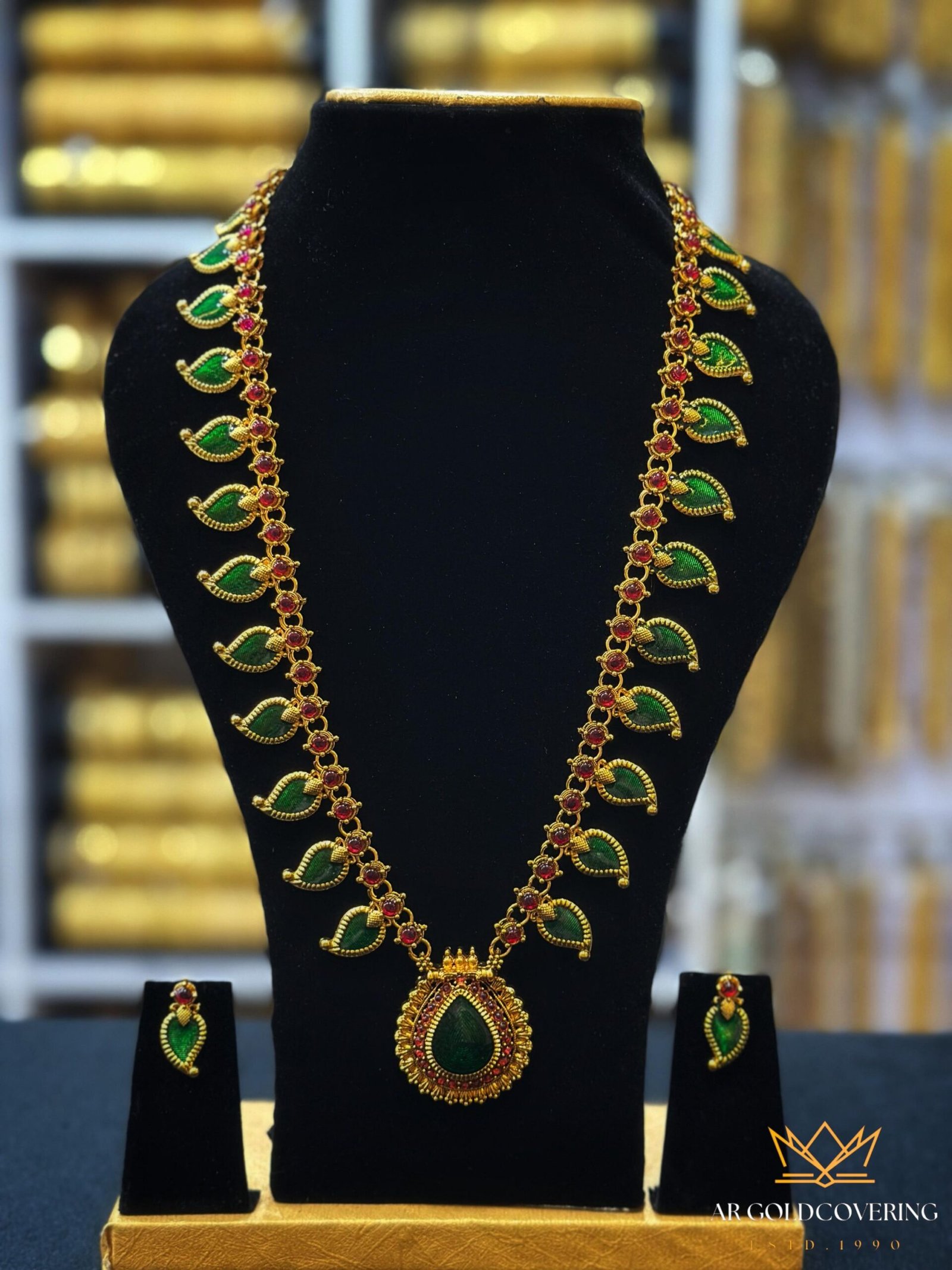 Antique enamel mango palakka with earrings(0019)