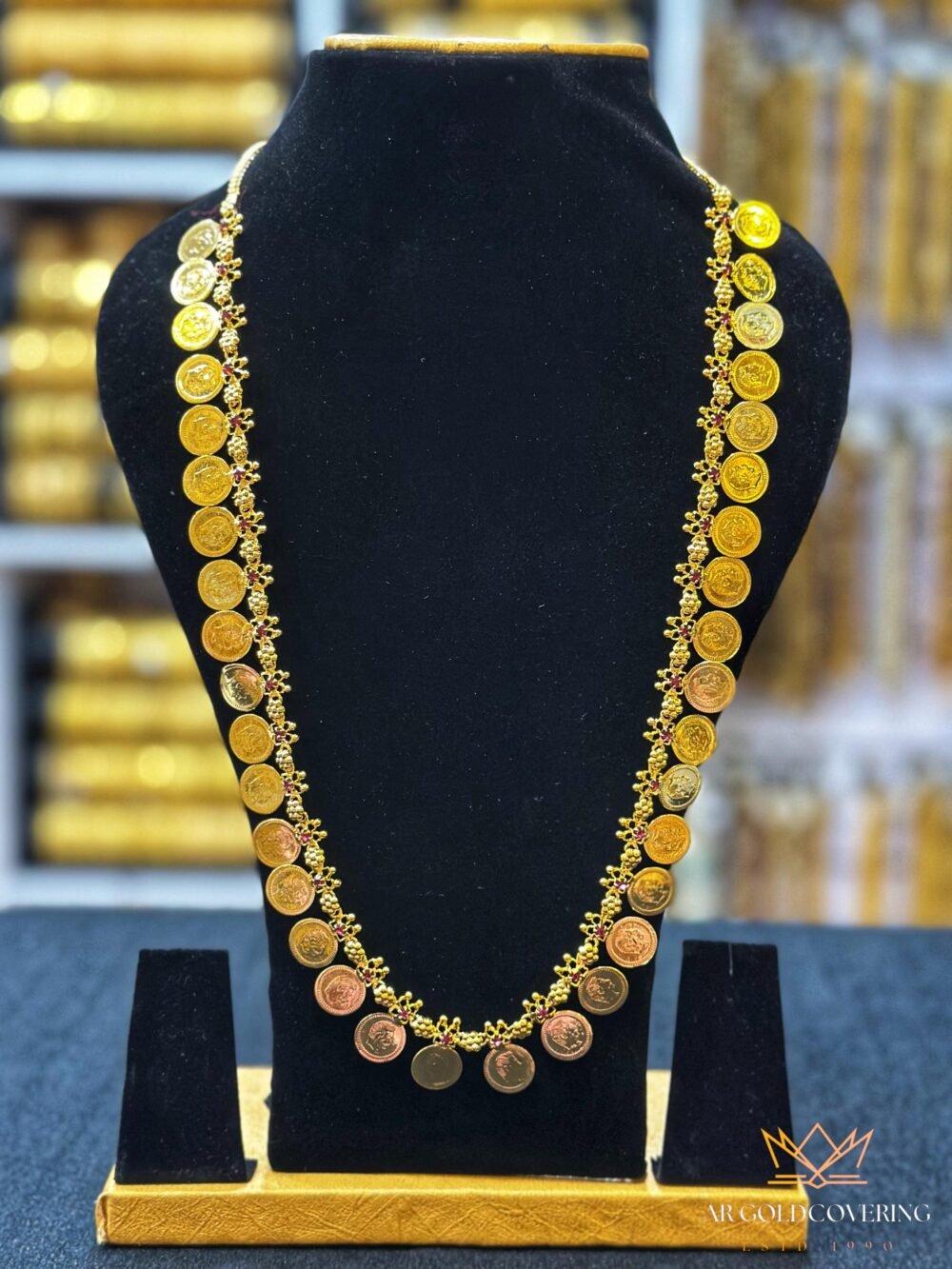 Gold plated long kassu haram with and without Lekshmi(0022)