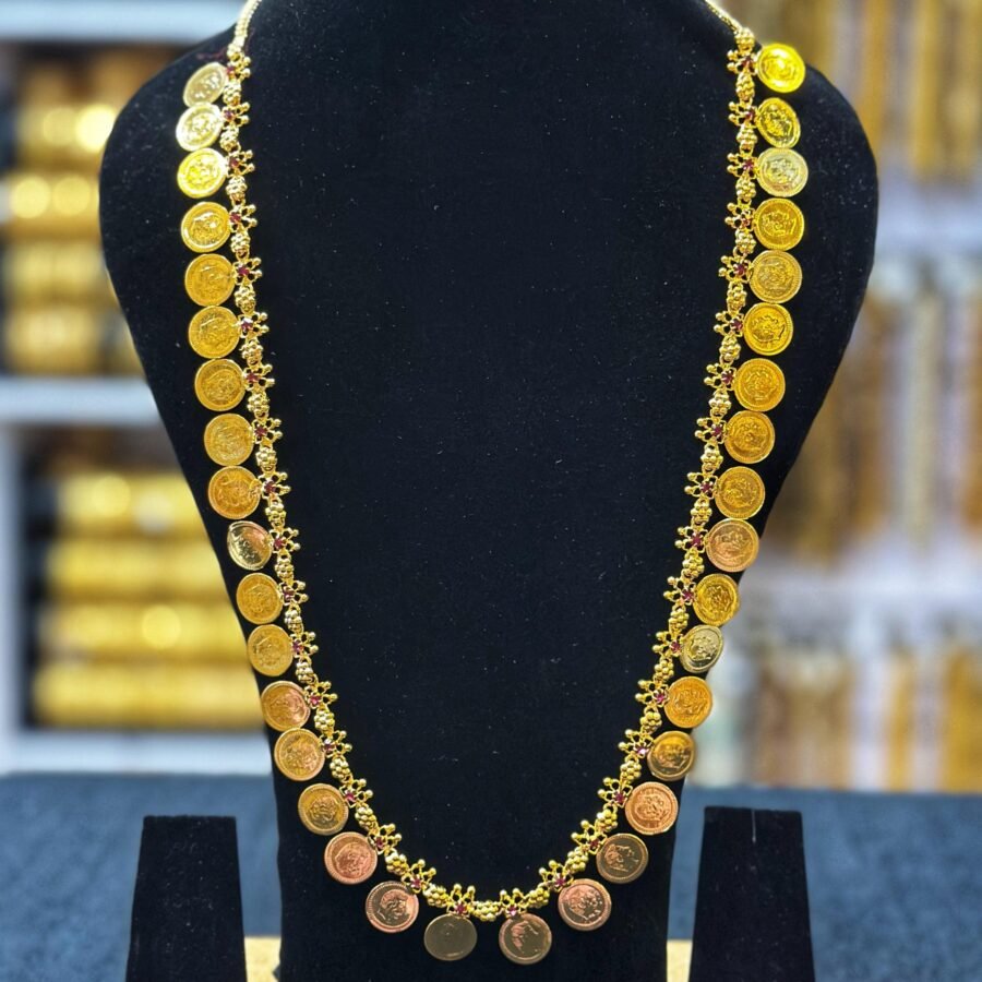 Gold plated long kassu haram with and without Lekshmi(0022)
