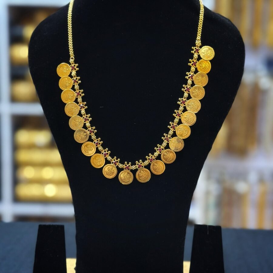 Gold plated short kassu haram with and without Lekshmi(0024)