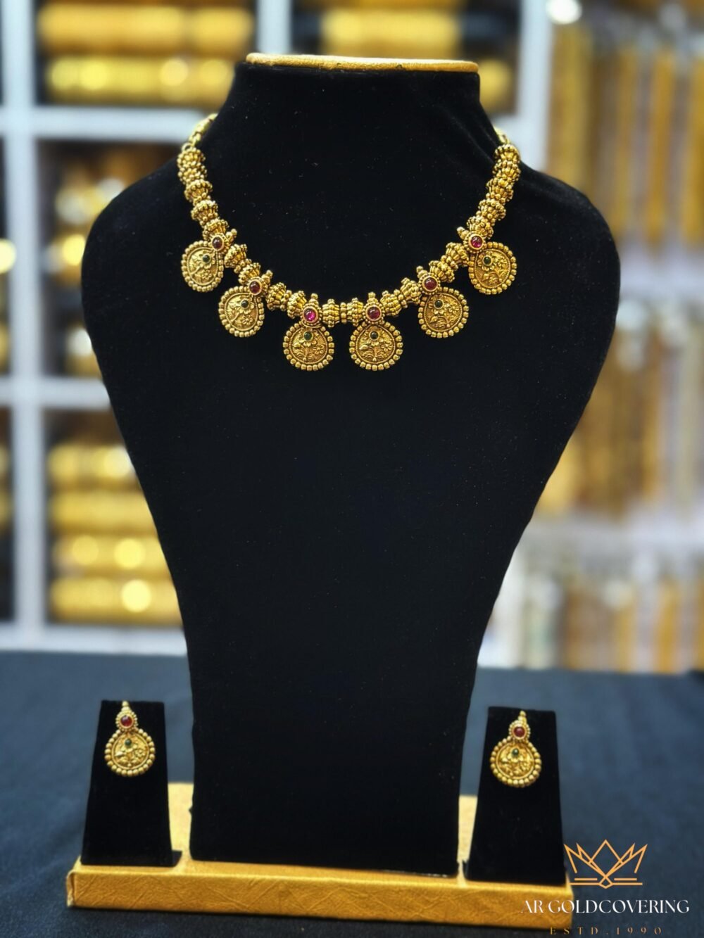 Antique finish short haram with earrings(0025)