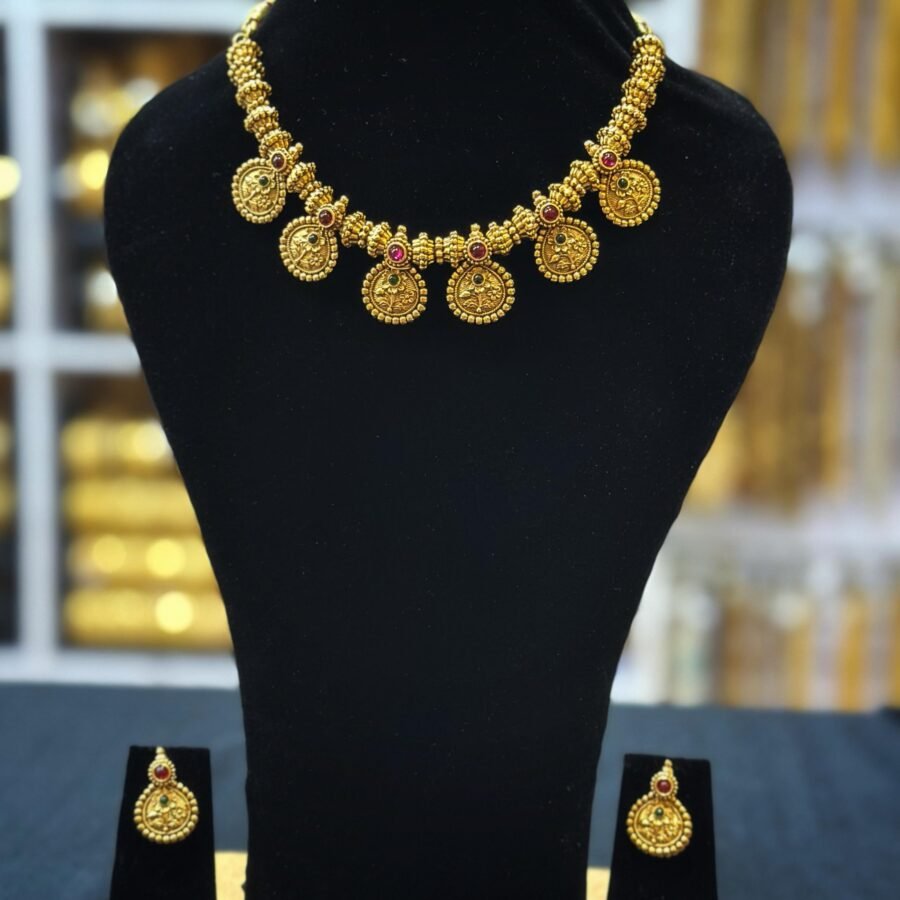Antique finish short haram with earrings(0025)