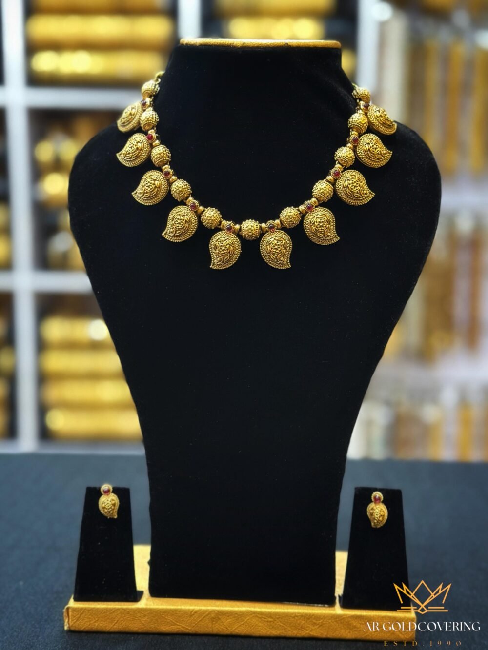 Antique finish short mango haram with earrings(0028)