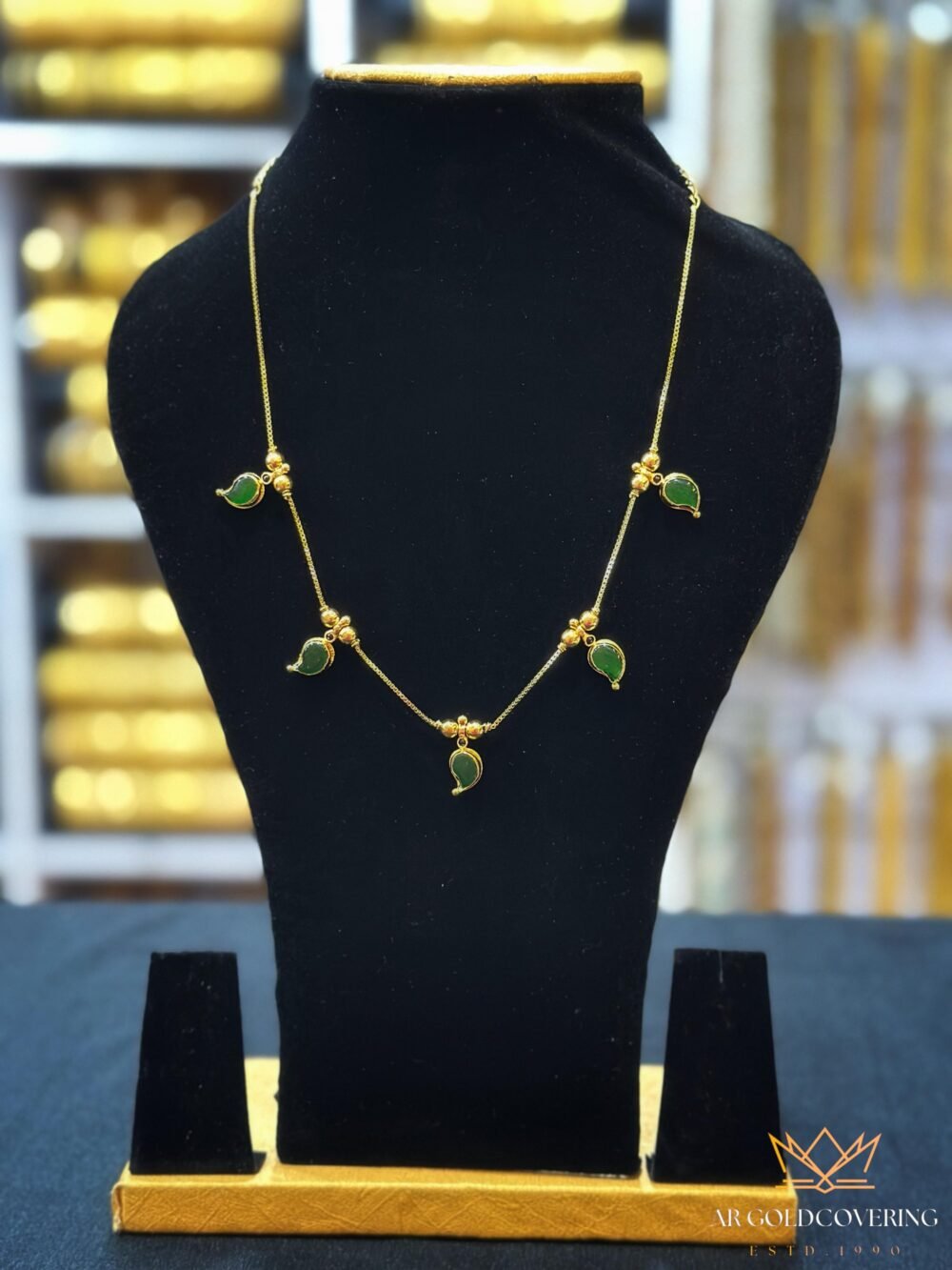 Gold plated double sided mango palakka necklace with one side palakka and other side Lekshmi(0031)