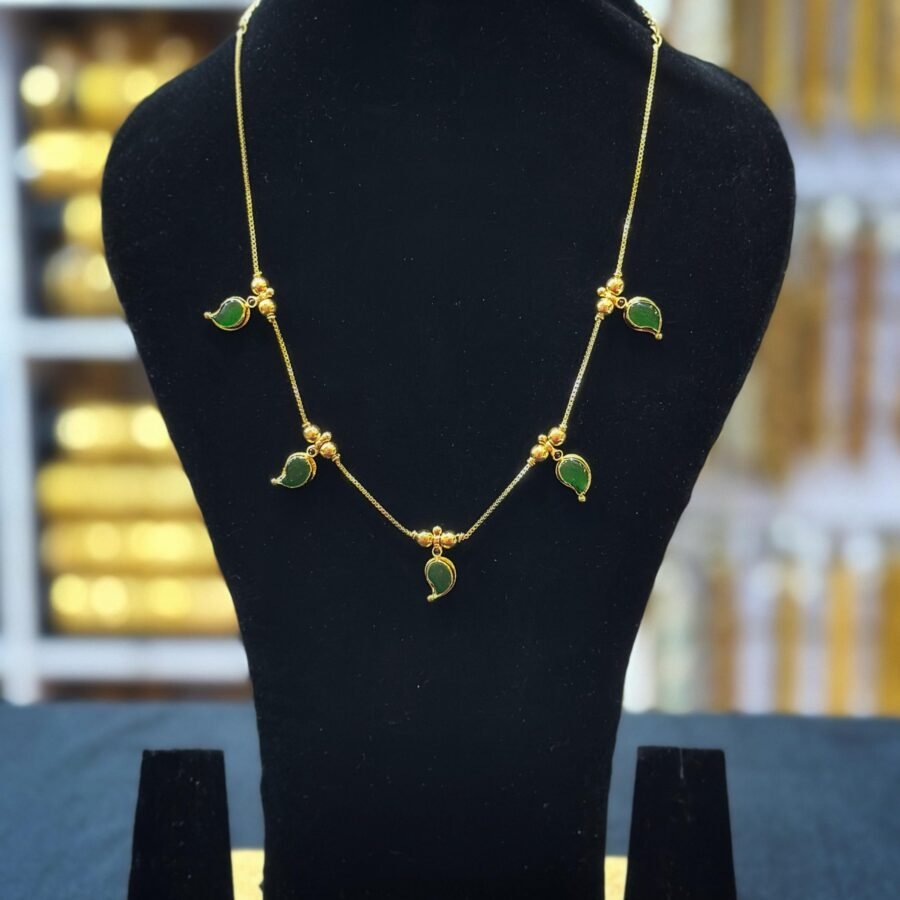 Gold plated double sided mango palakka necklace with one side palakka and other side Lekshmi(0031)