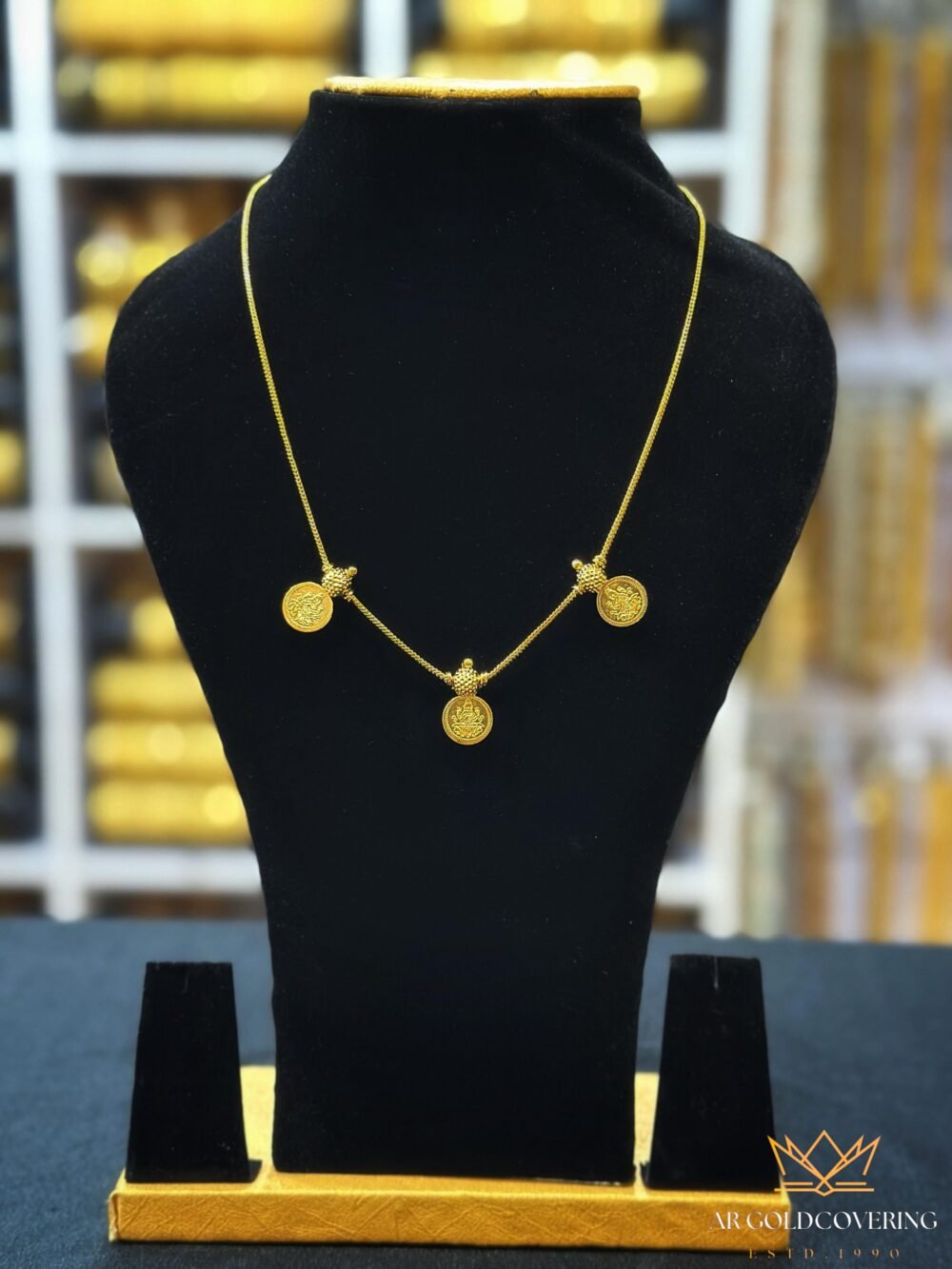 Gold plated 18inches simple Lekshmi necklace(0034)