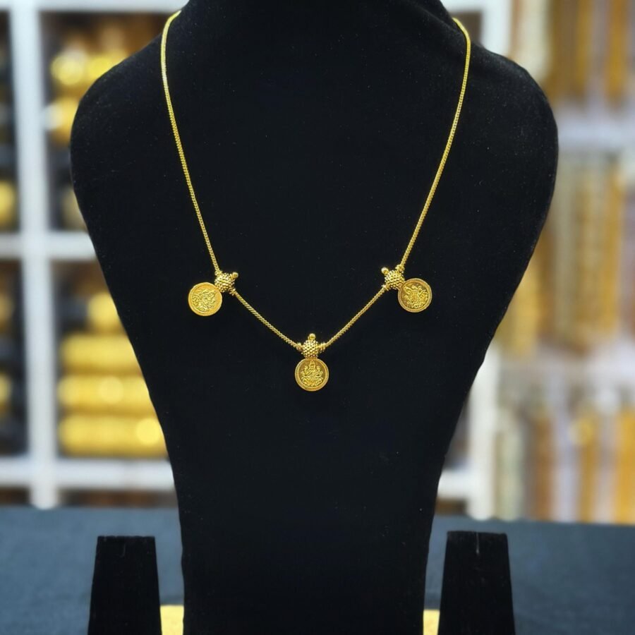 Gold plated 18inches simple Lekshmi necklace(0034)