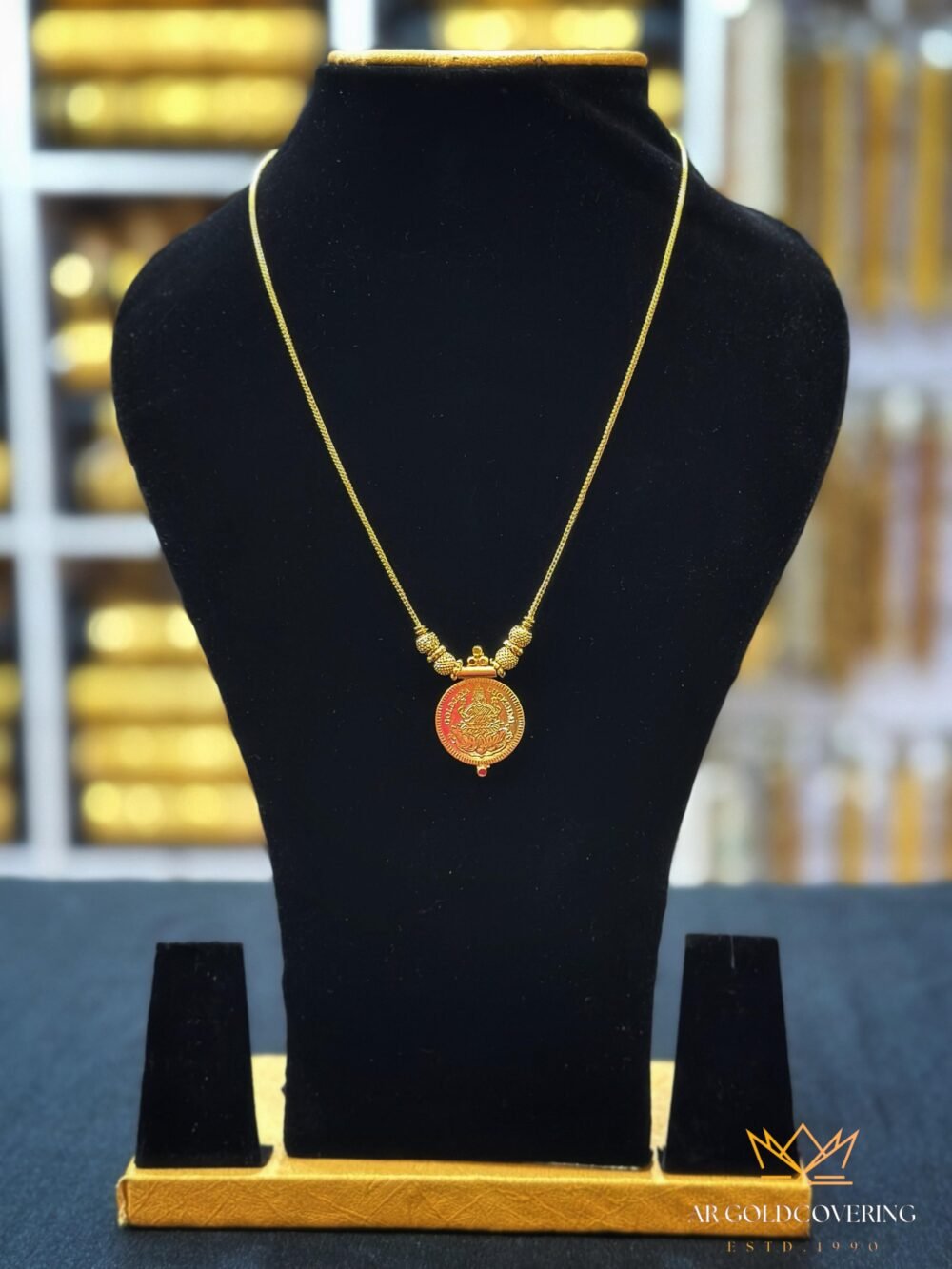 Gold plated 18inches Lekshmi kassu simple necklace(0032)