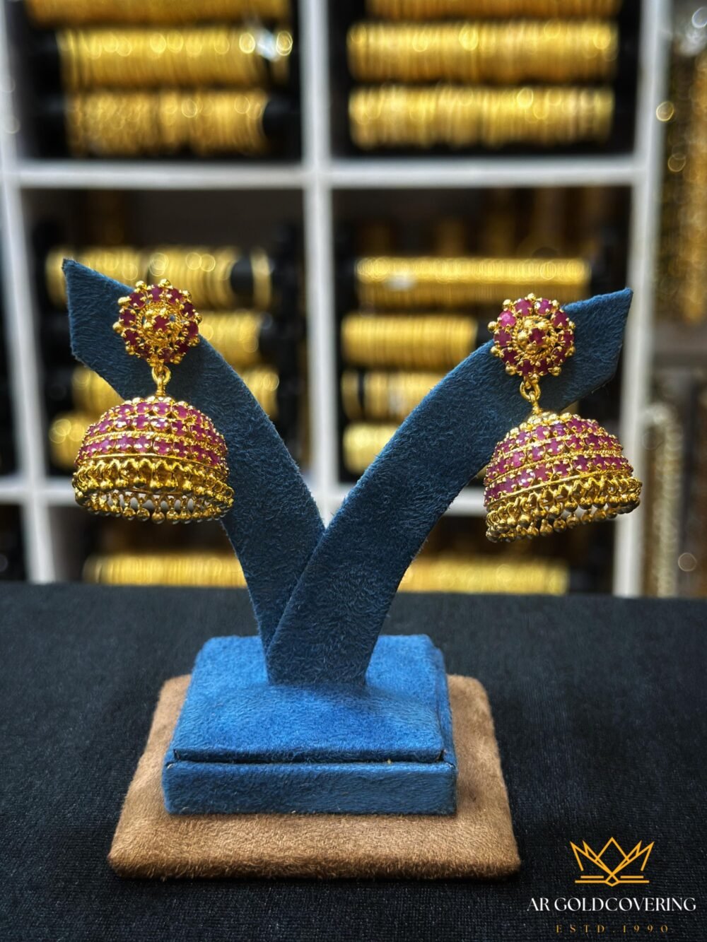 Gold plated AD stones jhumka with high quality stones(0035)