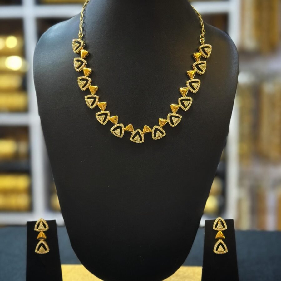 Gold plated AD stones necklace with earrings(0052)