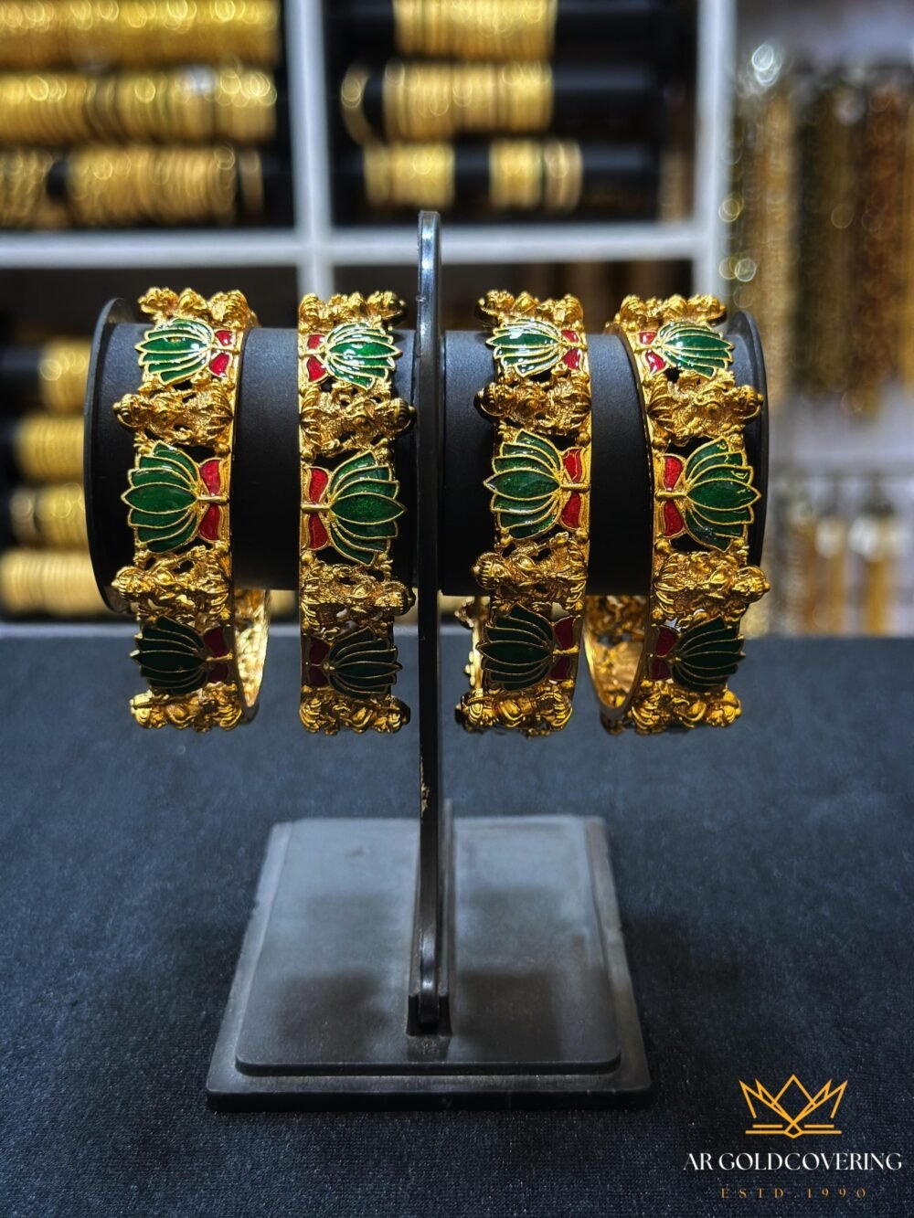 Antique finish Lotus bangles with Lekshmi(0065)