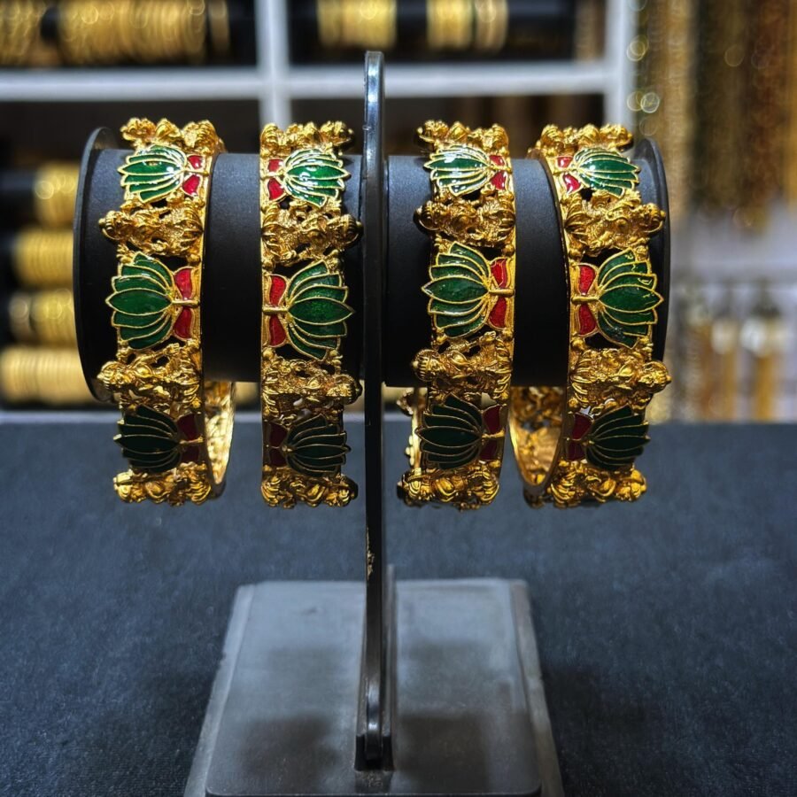 Antique finish Lotus bangles with Lekshmi(0065)