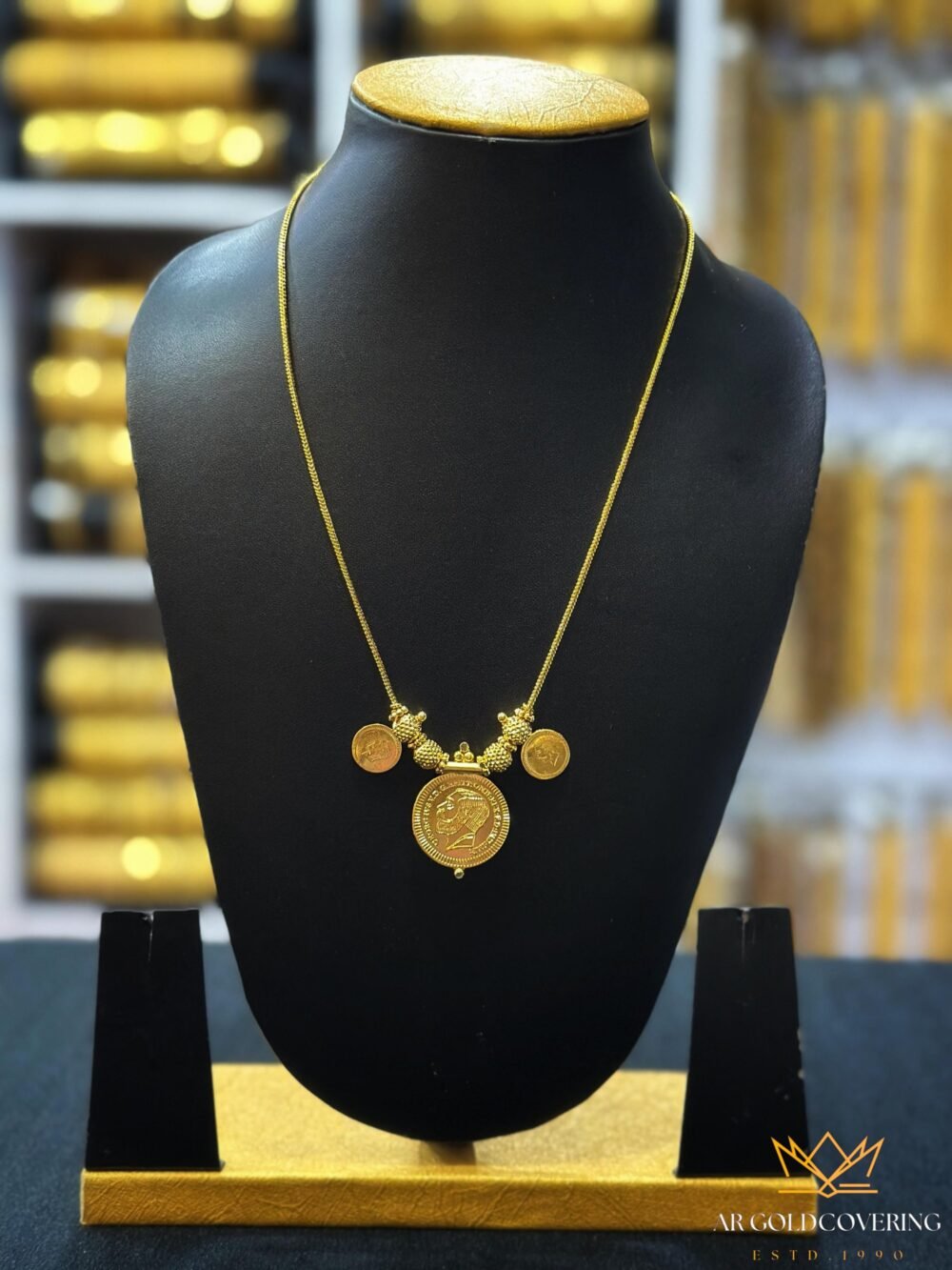 Gold plated 18inches coin necklace without Lekshmi(0073)