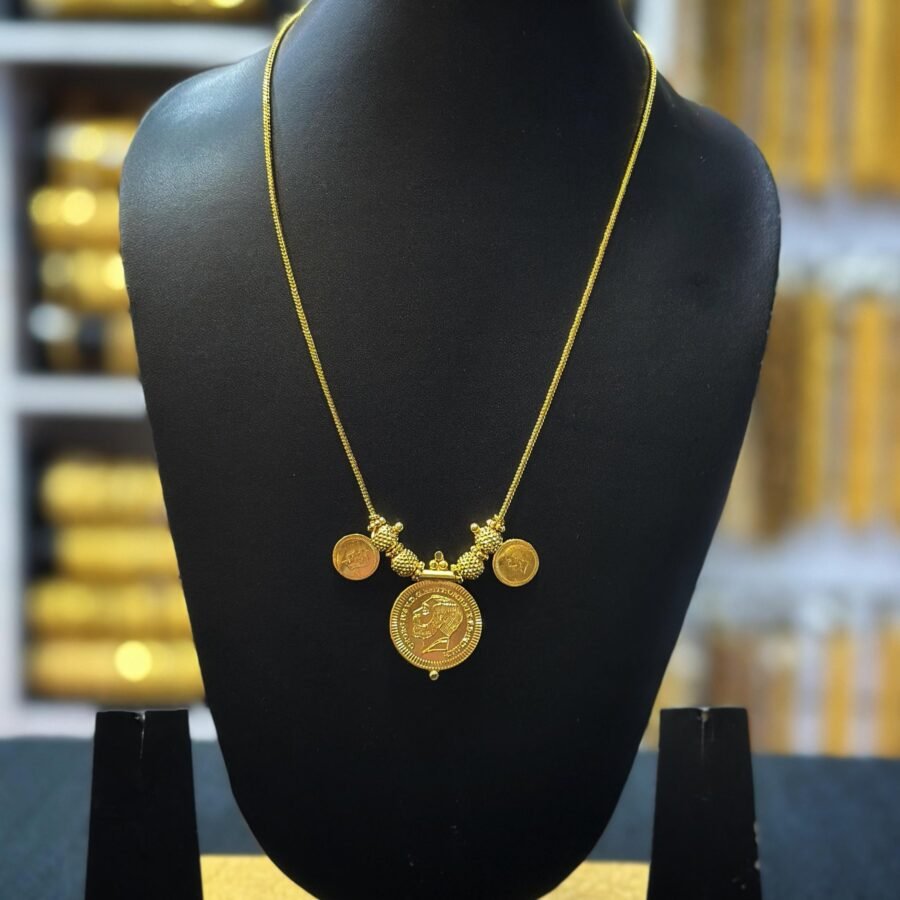 Gold plated 18inches coin necklace without Lekshmi(0073)