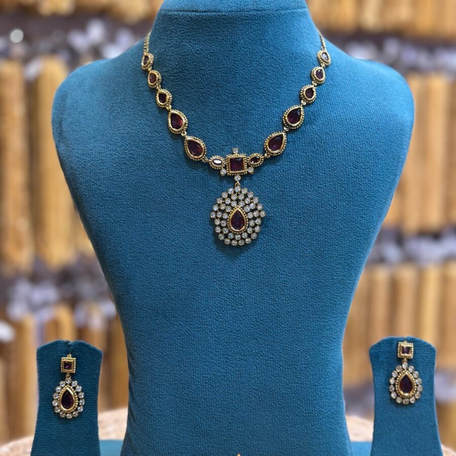 Jyothika inspired antique finish necklace with earrings(0094)