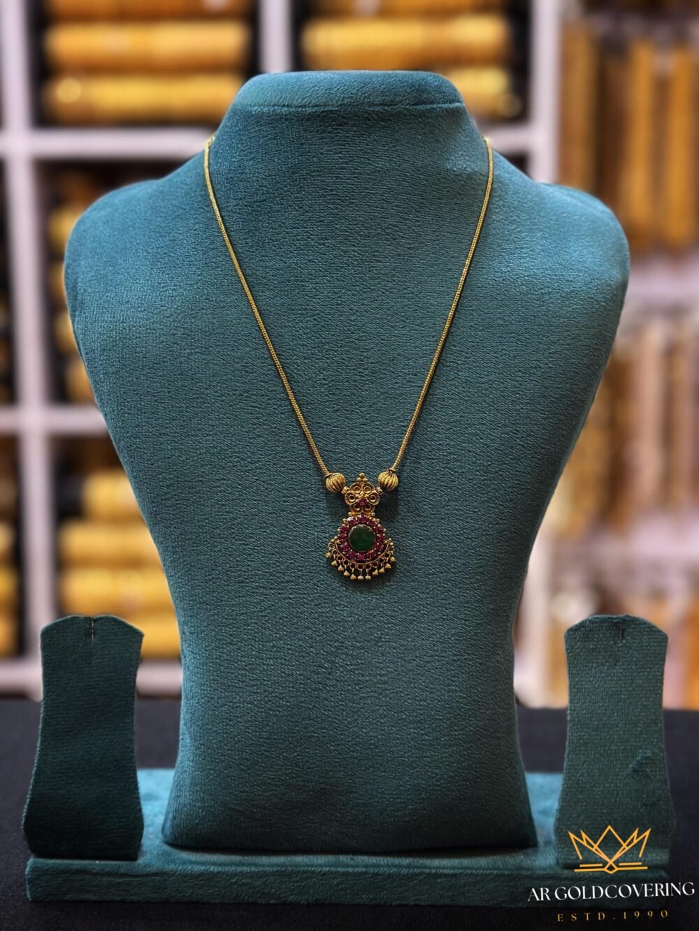 Gold plated antique finish 18inches palakka necklace(00120)