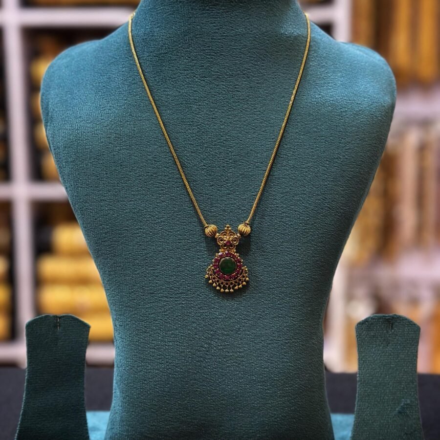 Gold plated antique finish 18inches palakka necklace(00120)
