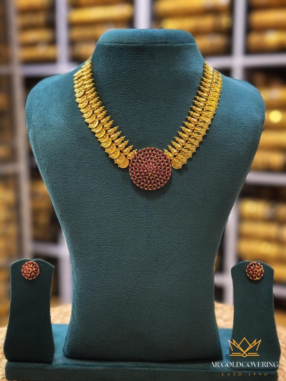 Gold plated Lekshmi necklace with AD stones(00131)