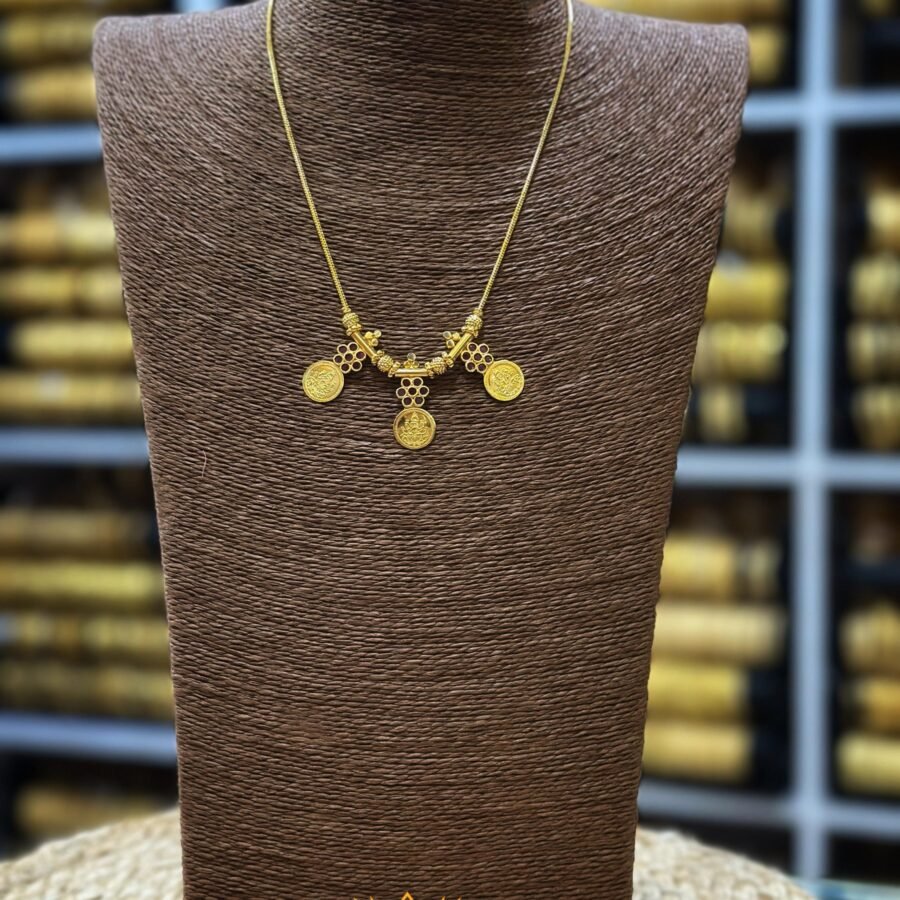 Gold plated coin necklace with and without Lekshmi(00154)