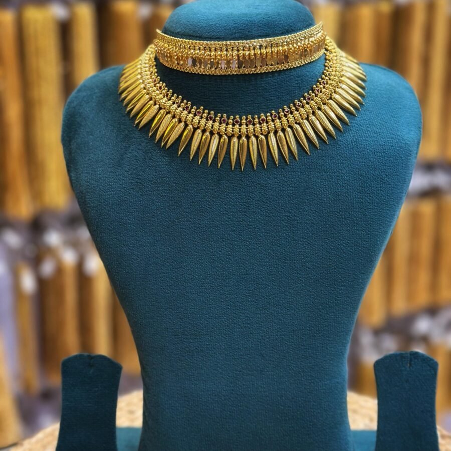 Gold plated 1 line Elakkathali with mullamutt necklace(00157)