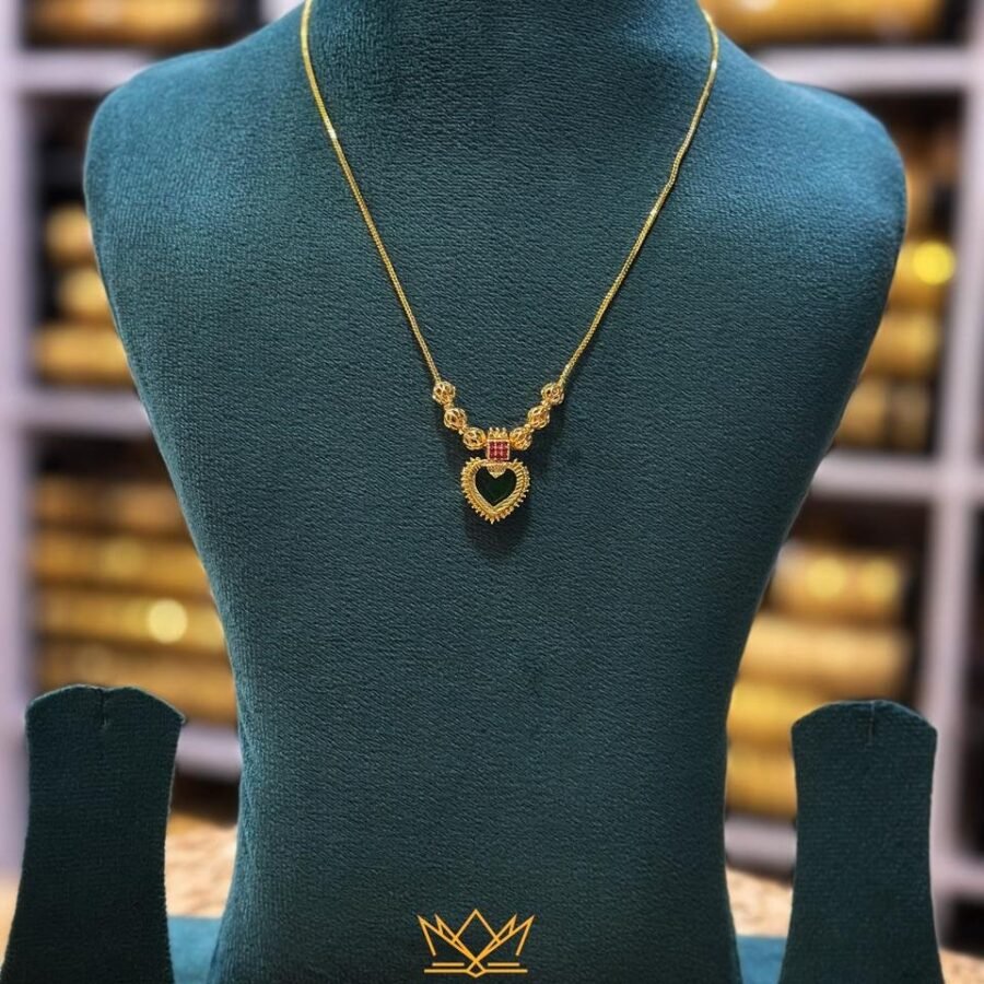 Gold plated simple palakka necklace with heart shaped(00159)