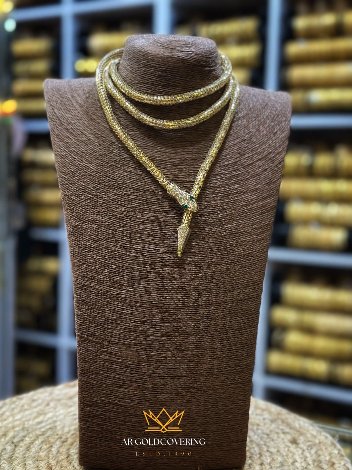 Gold plated trendy snake chain with AD stones(00151) - Image 2