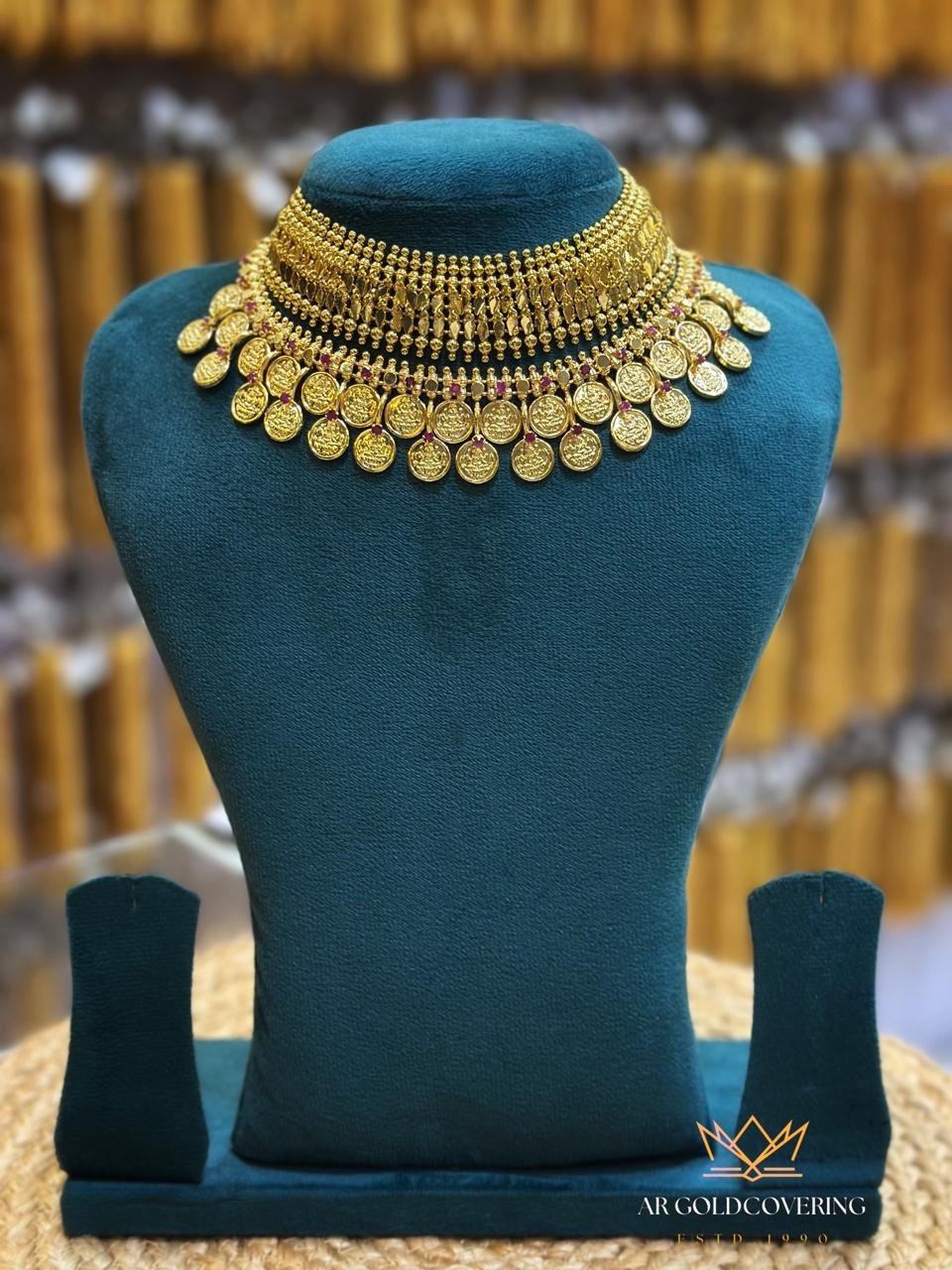 Gold plated trending layering combo with Elakkathali and Lekshmi coin necklace(00145)