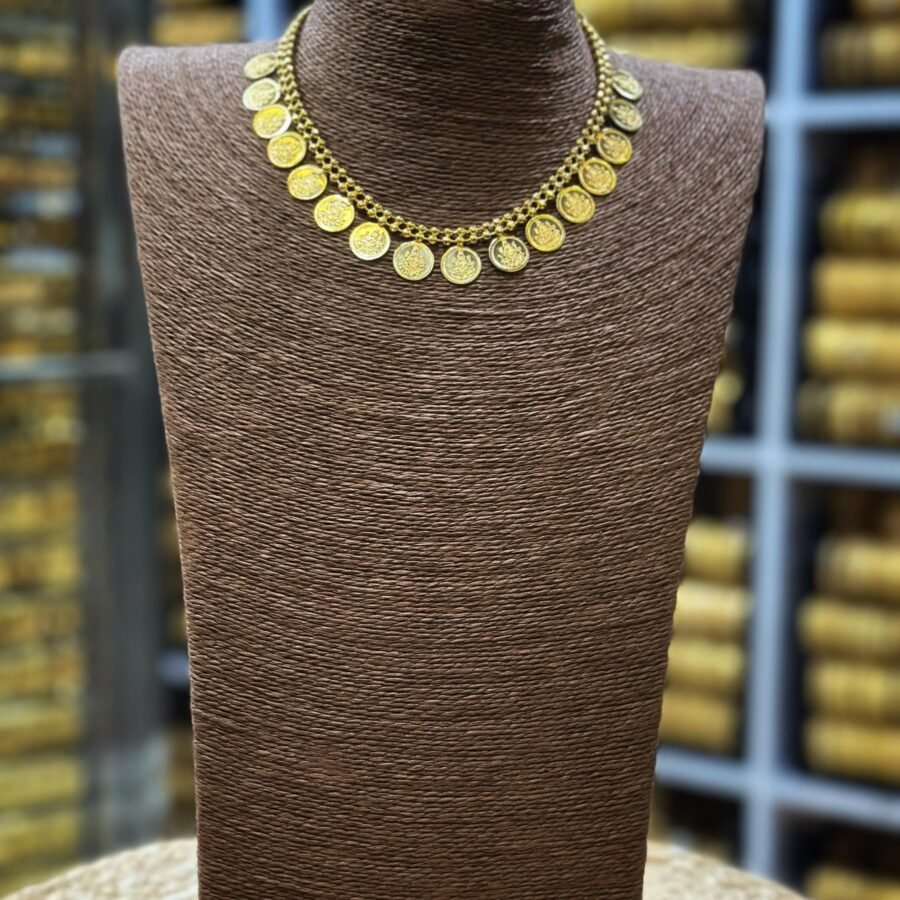 Gold plated coin necklace with and without Lekshmi(00172)