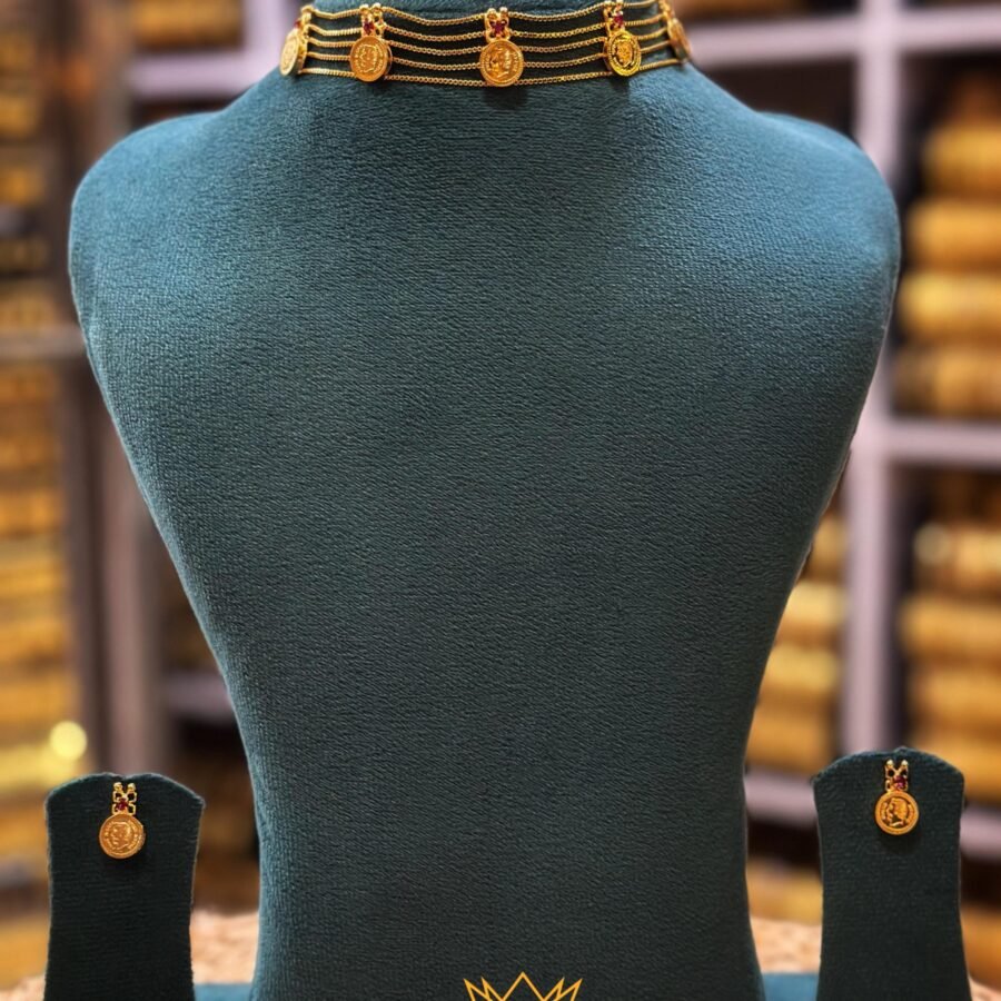 Gold plated coin choker with and without Lekshmi(00175)