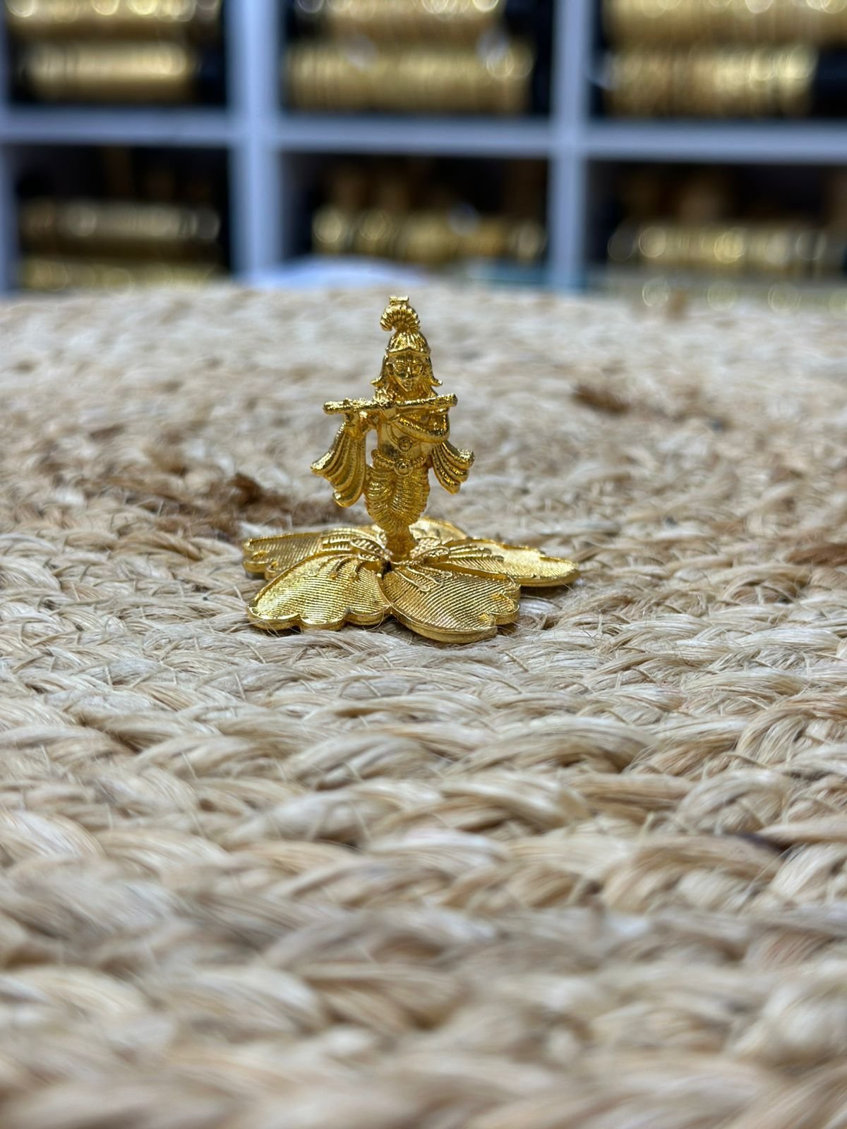 Gold plated Krishna car dashboard statue(00178)