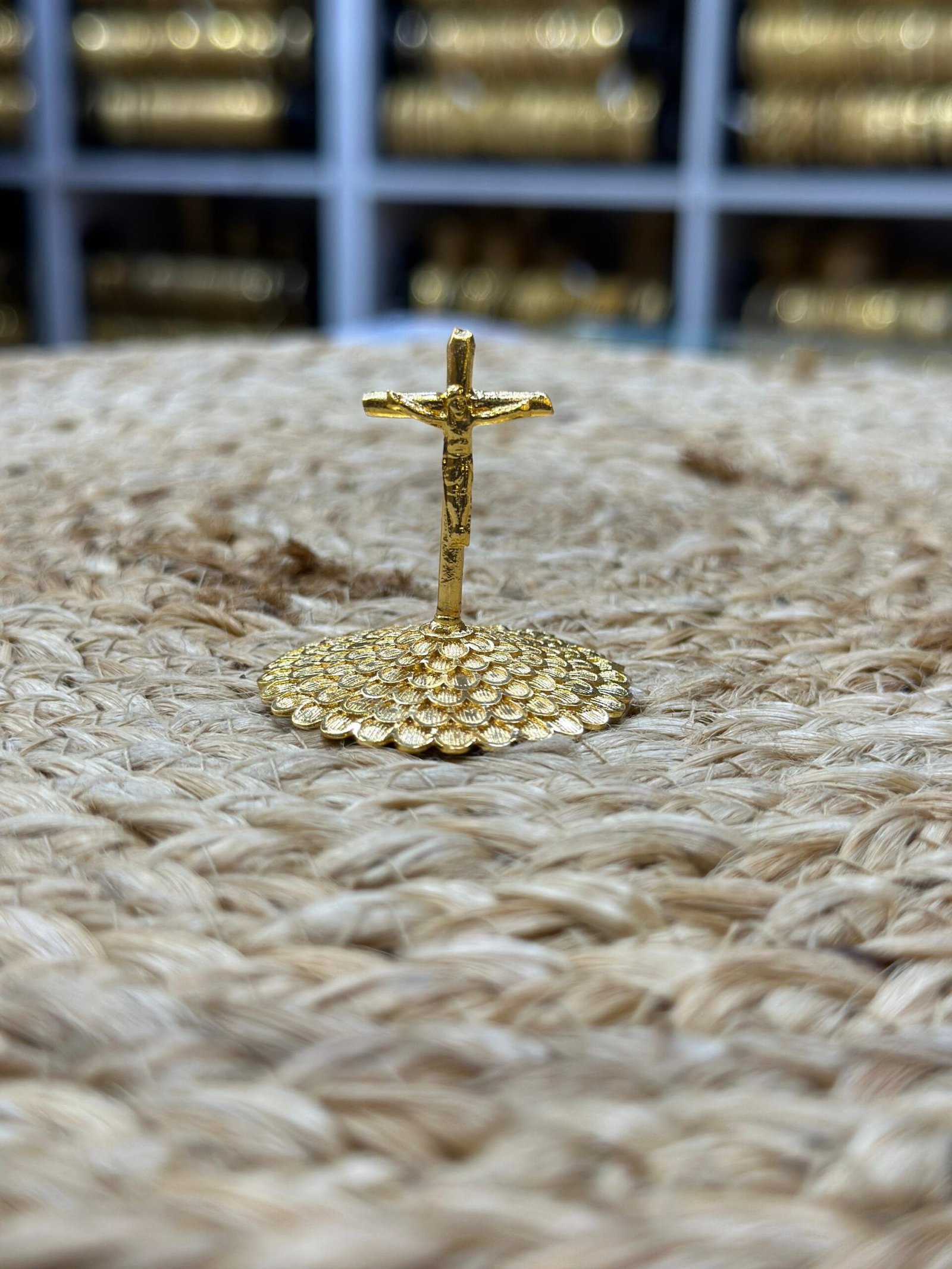 Gold plated Cross car dashboard statue(00179)