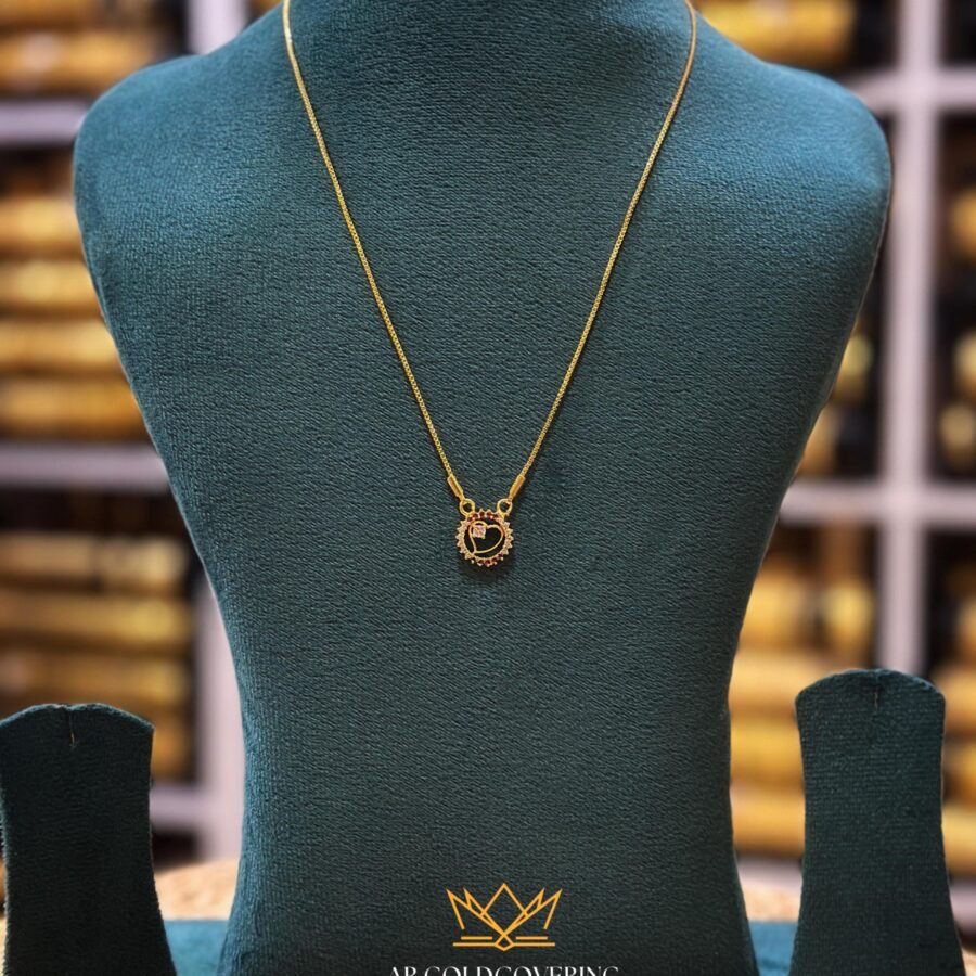 Gold plated 18inches box chain with AD stones small pendant(00185)