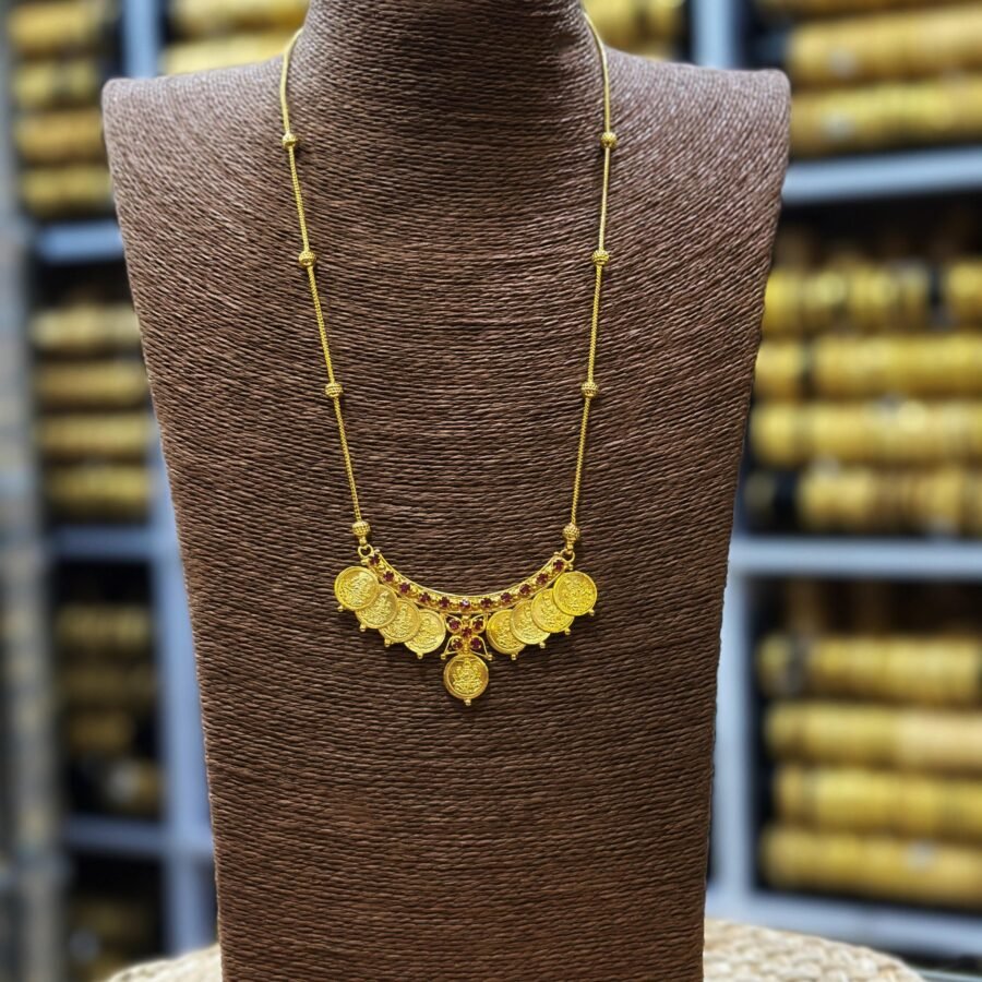 Gold plated coins necklace with and without Lekshmi(00188)