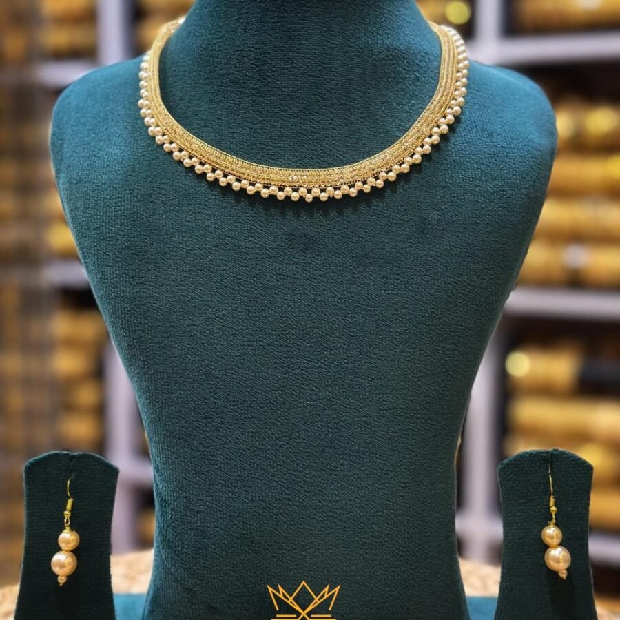 Gold plated pearls necklace with earrings(00170)