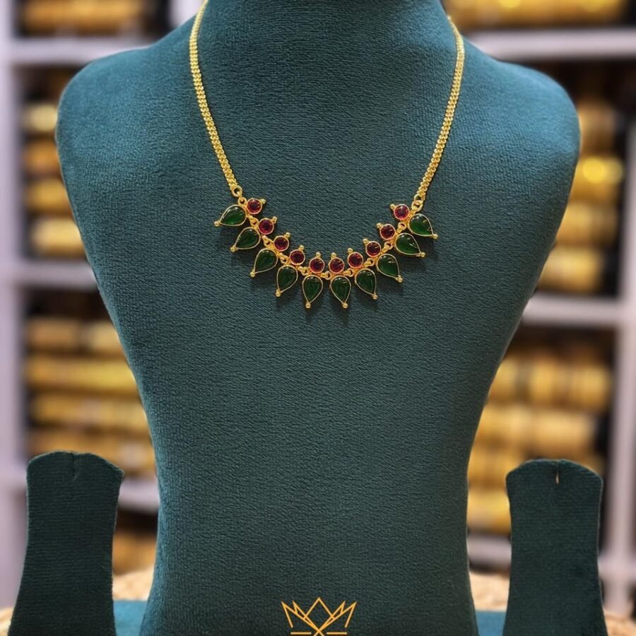 Gold plated Gobi palakka with Ruby stones (00222)