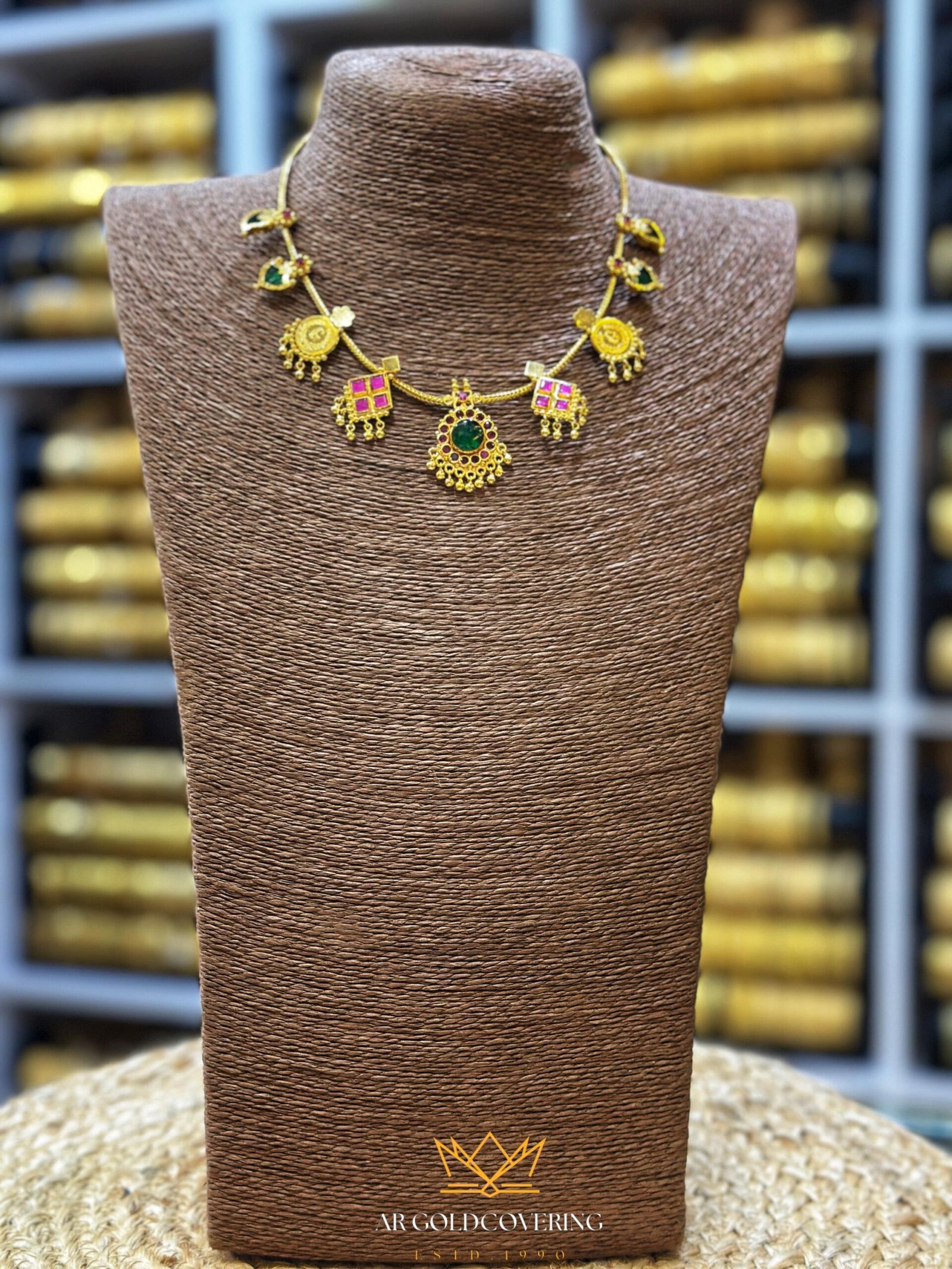 Gold plated Arya badai inspired palakka necklace (00214)