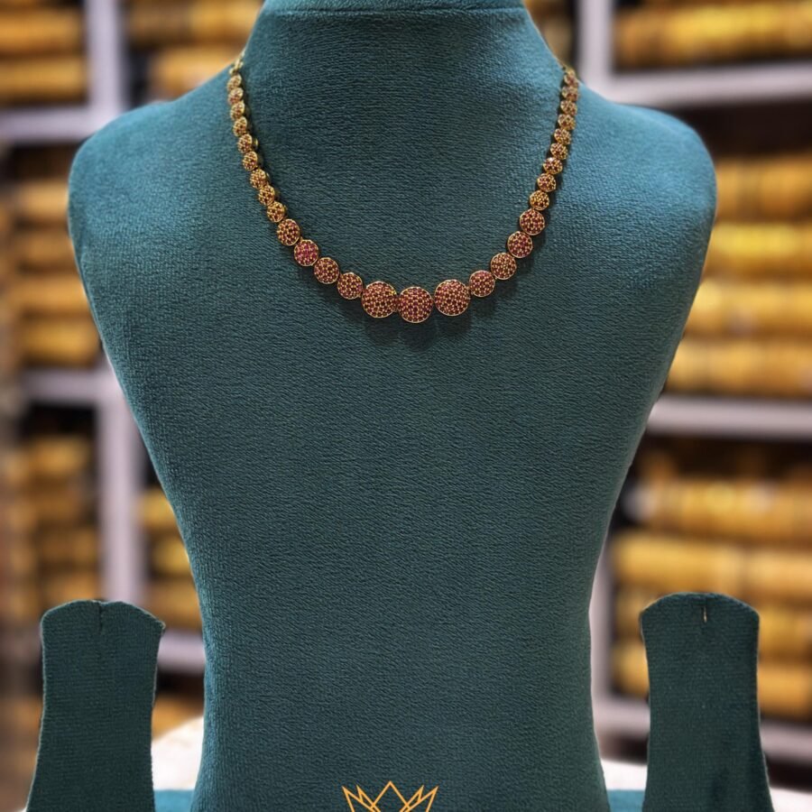 Gold plated Antique finish AD stones necklace(00204)