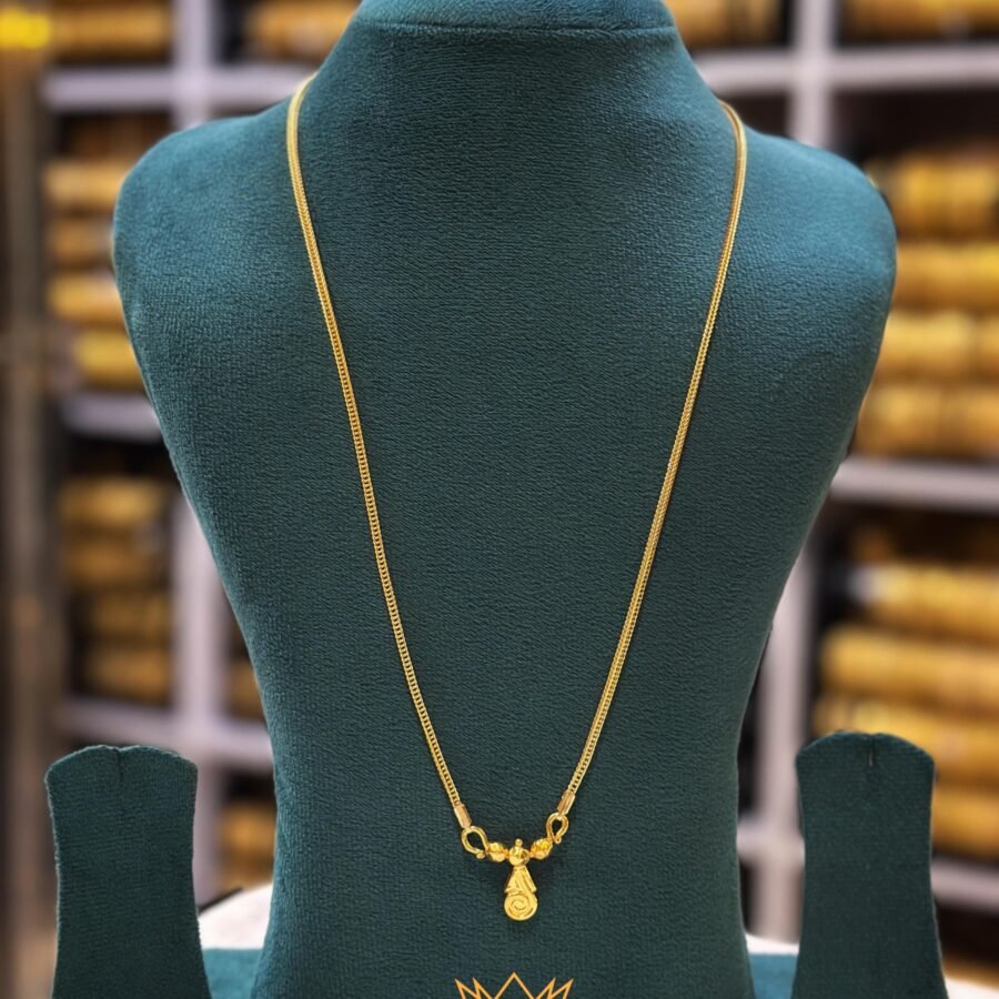 Gold plated 24inches pookula chain with thali(00205)