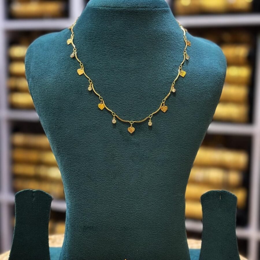 Gold plated 18inches simple necklace with white stones (00236)