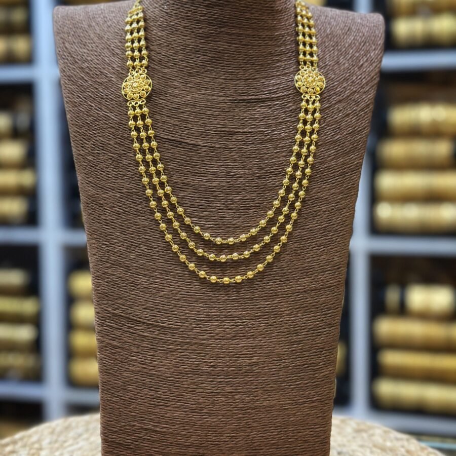 Gold plated 3 layers balls chain