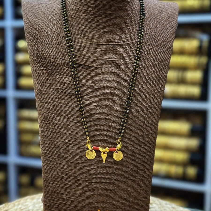 Gold plated Elathali with Ruby stones and with 2line karimani Mala (00227)